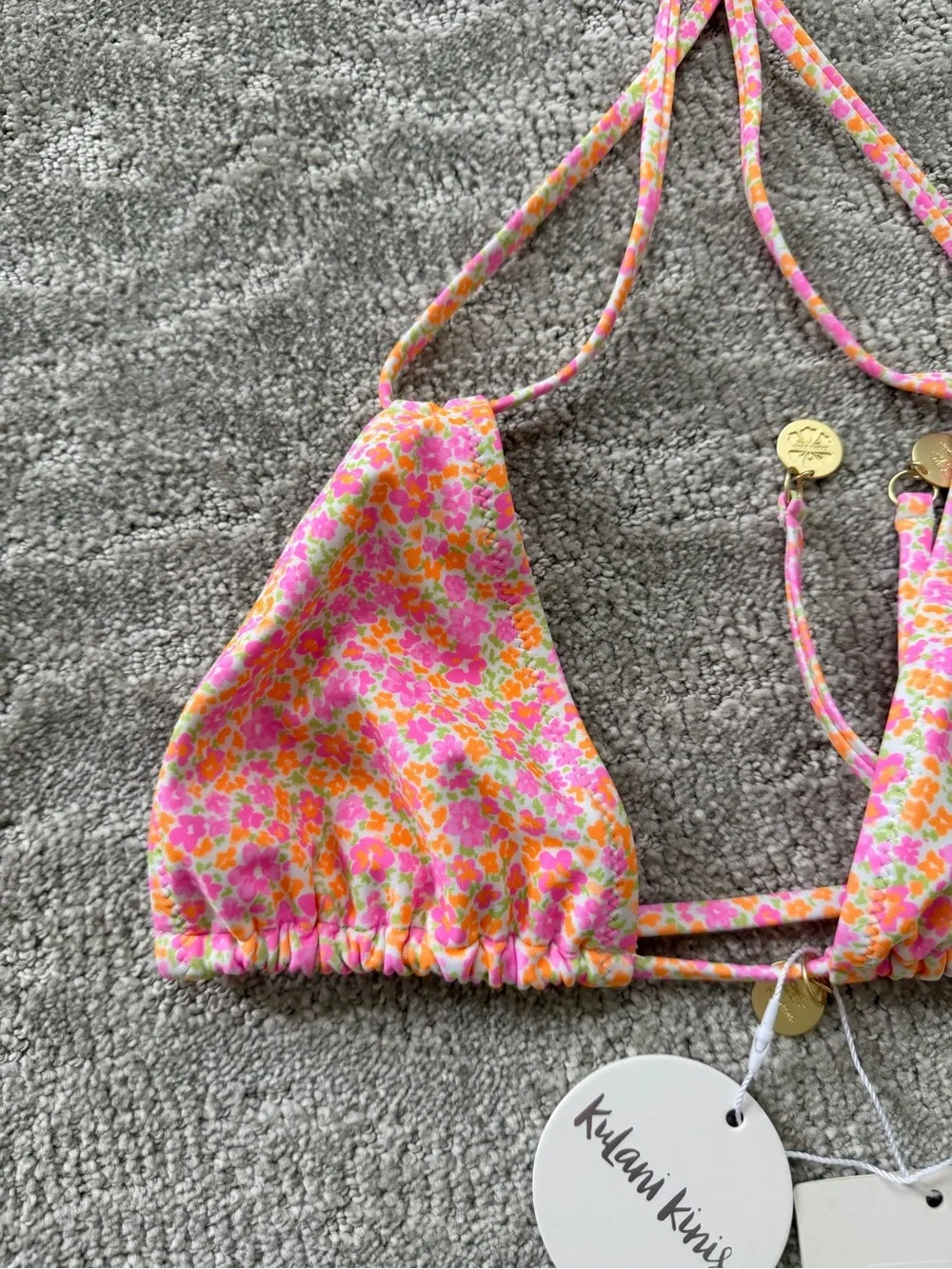 NWT Kulani Kinis Halter Bralette Bikini Top ONLY in Champagne Blossom Medium